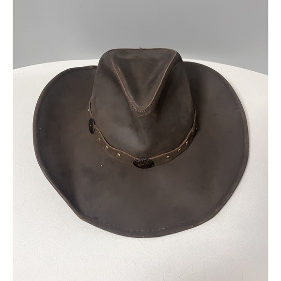 Stetson Roxbury Leather Hat Shapeable Mocha Brown Rodeo Dr. Collection Sz M